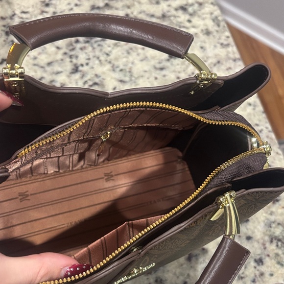 Brown Designer Handbag with Gold Accents - Picture 4 of 4